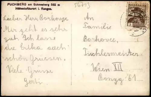 Puchberg am Schneeberg Panorama-Ansicht, Partie am Fluss mit Ruderboot 1935