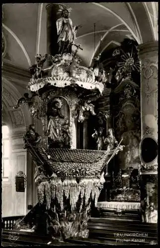 Ansichtskarte Traunkirchen Innenansicht Kirche Fischer Kanzel 1960