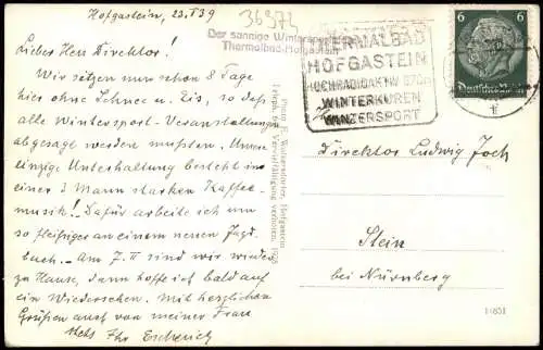Ansichtskarte Bad Hofgastein Straßenpartie im Winter 1939