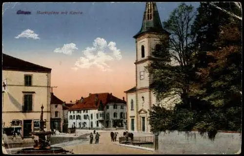 Postkaart Ciney Ciney Marktplatz mit Kirche. 1917  gel. Feldpoststempel WK1