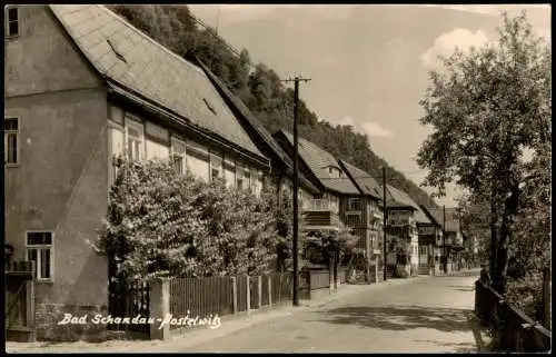 Ansichtskarte Postelwitz-Bad Schandau Straßenpartie 1958