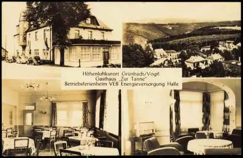 Grünbach Vogtland DDR Mehrbild-AK Gasthaus Tanne Betriebsferienheim  Halle 1975