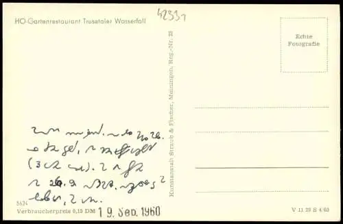 Trusetal HO-Gartenrestaurant Trusetaler Wasserfall zur DDR-Zeit 1960