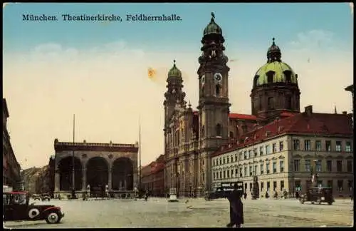 Ansichtskarte München Theatinerkirche, Feldherrnhalle. 1914