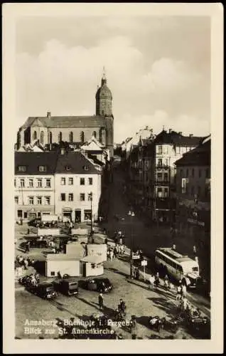 Ansichtskarte Annaberg-Buchholz Marktplatz Straße Kiosk Bus 1961