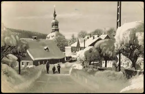 Ansichtskarte Carlsfeld-Eibenstock Stadtpartie im Winter 1960