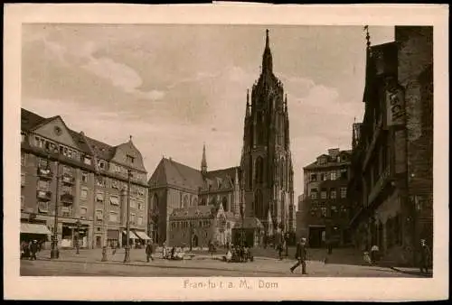 Ansichtskarte Frankfurt am Main Dom Vorplatz Geschäfte 1920