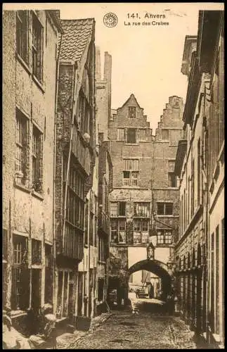 Postkaart Antwerpen Anvers La rue des Crabes, Straßen-Ansicht 1910