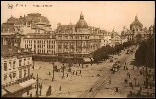 Postkaart Antwerpen Anvers Avenue de Keyser, Tram Verkehr 1910