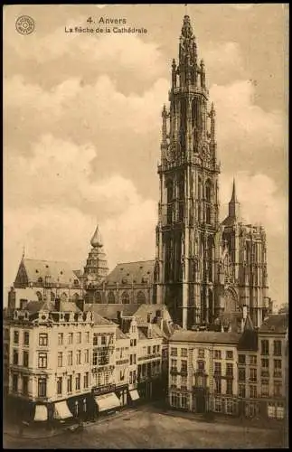 Postkaart Antwerpen Anvers La flèche de la Cathédrale 1910