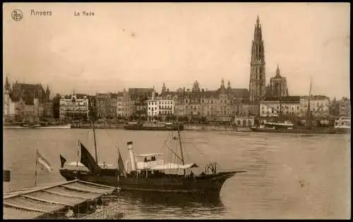 Antwerpen Anvers Panorama-Ansicht, La Rade, Schiff Anlegestelle 1910