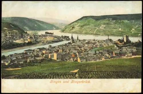 Bingen am Rhein Panorama-Ansicht, Nahe, Rhein, Bingerbrück 1902