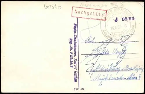 Ansichtskarte Rathen Stadtpartie 1963  gel. Stempel Nachgebühr
