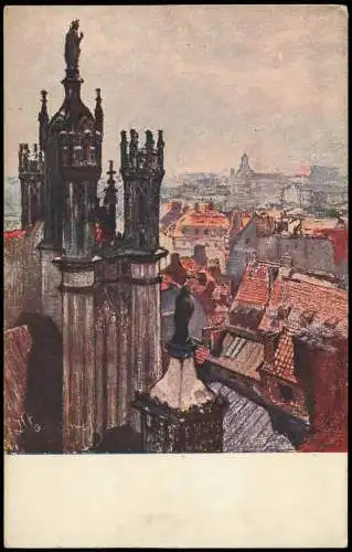 Postcard Warschau Warszawa II. Wierzchołki Katedry. Künstlerkarte 1928