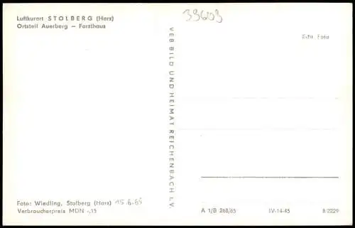 Ansichtskarte Auerberg-Stolberg (Harz) Gaststätte Forsthaus 1965