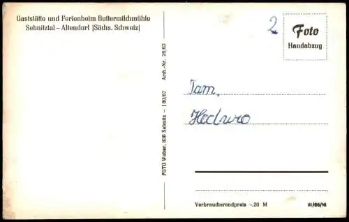 Ansichtskarte Hohnstein (Sächs. Schweiz) Buttermilchmühle - Fotokarte 1963