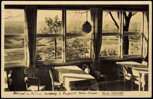 Ansichtskarte Saupsdorf-Sebnitz Berggasthaus Wachberg Veranda 1956
