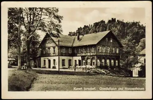 Ansichtskarte Jonsdorf Gondelfahrt und Nonnenfelsen 1953