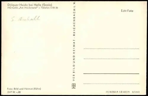 Ansichtskarte Halle (Saale) HO-Café Am Heiderand Dölauer Heide 1971