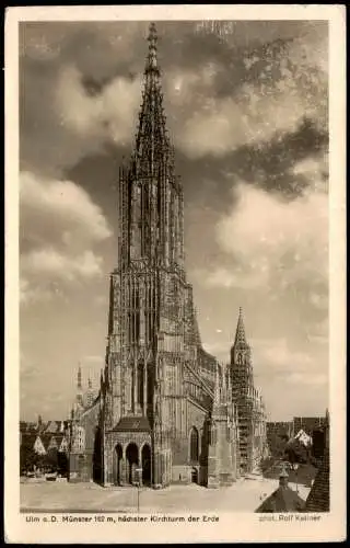 Ansichtskarte Ulm a. d. Donau Münster 162 m - Fotokarte 1928