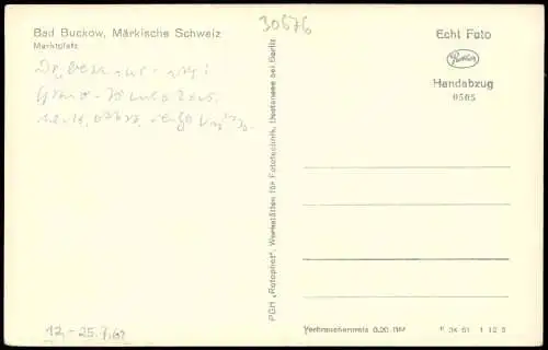 Ansichtskarte Buckow (Märkische Schweiz) Marktplatz 1951