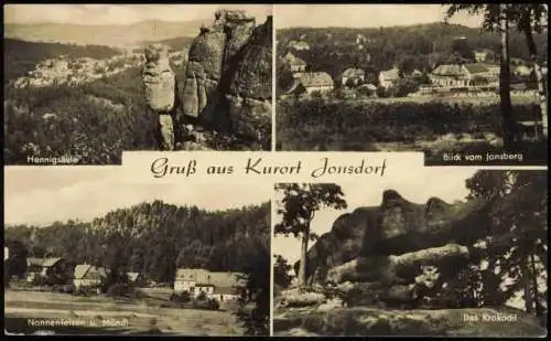 Lot 10 Ansichtskarten Jonsdorf Nonnenfelsen, steinerne Orgel ca 1950-1970