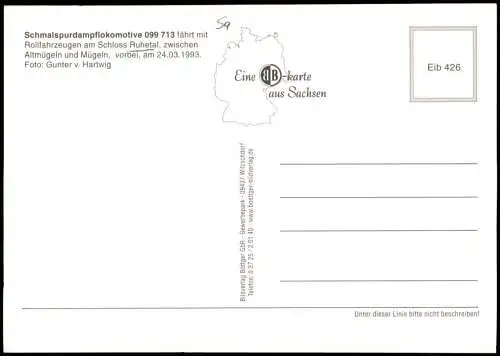 Mügeln Schmalspurdampflokomotive 099 713 Rollfahrzeugen Schloss Ruhetal 1993