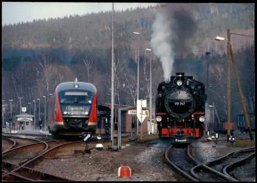 Cranzahl-Sehmatal Schmalspurdampflokomotive 99 747  642 Erzgebirge Bahnhof 2005