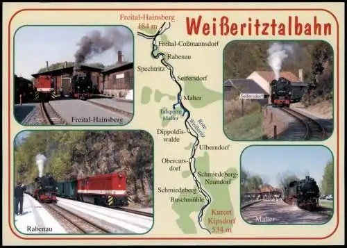 Freital Kippsdorf Weißeritztalbahn Streckenübersicht nach Wiedereröffnung 2008