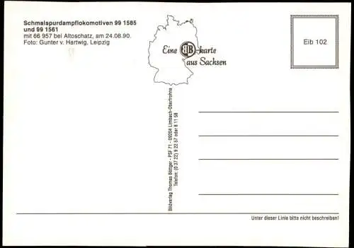 Schmalspurdampflokomotiven 99 1585 und 99 1561 mit 66 957 bei Altoschatz 2005