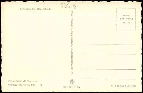 Ansichtskarte Rosenthal-Zittau Ortsansicht Rosental bei Hirschfelde 1956