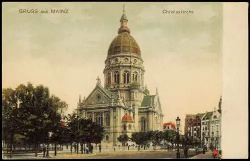 Ansichtskarte Mainz Partie an der Christuskirche 1911