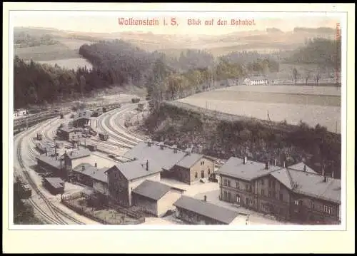 Ansichtskarte Wolkenstein Blick auf den Bahnhof, Repro 1900/2008