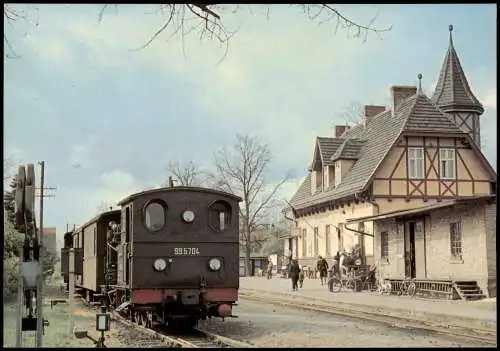 Burg (Spreewald) Spreewaldbahn 99 5704 ex. Lok im Bahnhof 1967/1995