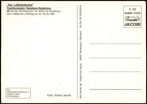 Eisenbahn Traditionsbahn Radebeul-Radeburg im Lößnitzgrund "Lößnitzdackel" 1995