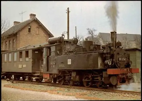 .Thüringen Geraer Wuitzer Eisenbahn 99 5714 im Bahnhof 1963/1995