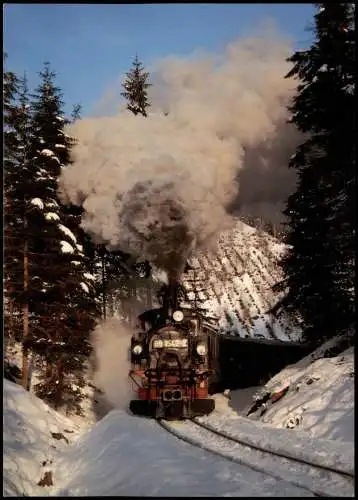 .Deutschland Preßnitztalbahn Jöhstadt-Steinbach Dampflok im Schnee 1999