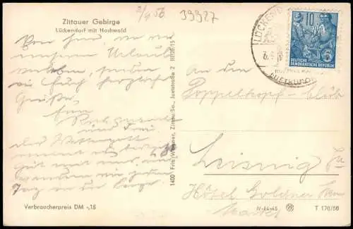 Ansichtskarte Lückendorf-Oybin Stadt mit Hochwald 1956