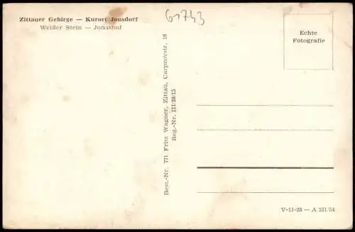 Ansichtskarte Jonsdorf Weißer Stein Jonashof Zittauer Gebirge 1954
