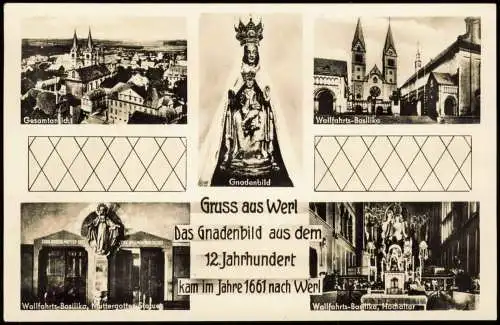 Werl (Westfalen) Mehrbildkarte u.a. mit Gnadenbild Wallfahrts-Basilika uvm. 1955