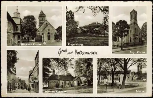 Volkmarsen Mehrbildkarte u.a. mit Kugelsburg Evgl. Kirche Wittmar-Kapelle 1965