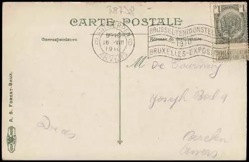 Postkaart Ostende Oostende La Digue. Promenade 1910  gel. EXPO Flaggenstempel