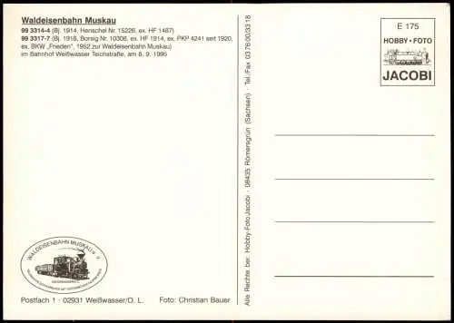 Ansichtskarte .Sachsen Schmalspurbahn Waldeisenbahn Muskau im Bahnhof 1995