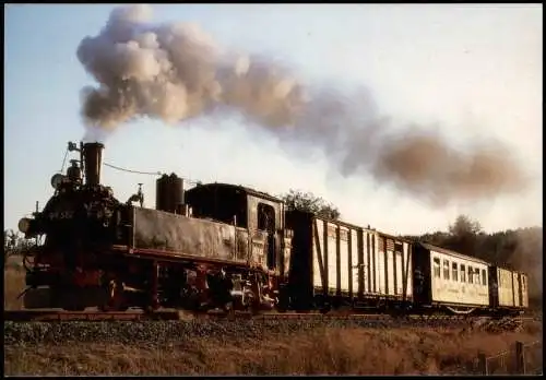 Dampflokomotive 99 582 Hartmann befördert Personenzug bei Neuheide 1994