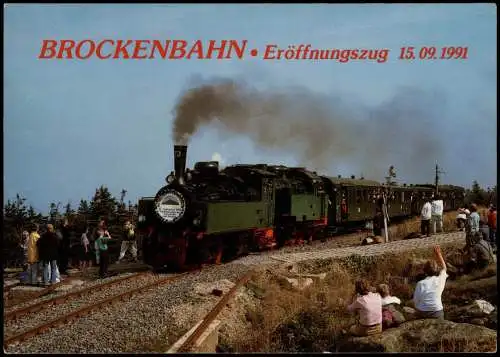 Ilsenburg (Harz) Eröffnungszug der Brockenbahn kurz vor der Gipfelstation 1991