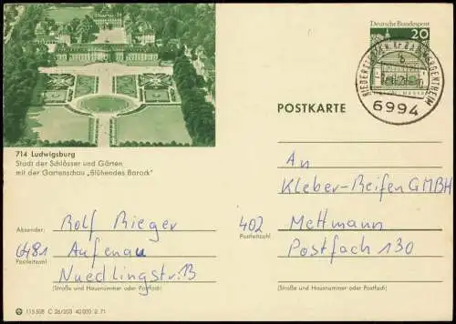 Ludwigsburg Ganzsache 115508 C 26/203 40 000 2.71 LORSCH 714 1971