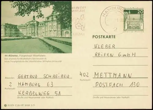 Münster (Westfalen) Ganzsache 015279 C 25/197 20 000 2.71 LORSCH 44 1971