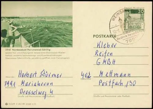 Horumersiel-Schillig-Wangerland Ganzsache 015279 C 25/199 20 000 2.71 1971