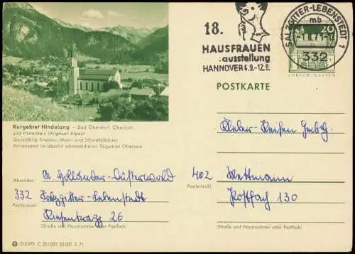 Bad Oberdorf Allgäu-Bad Hindelang Ganzsache 015279 C 25/200 20 000 2.71  1971