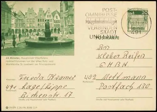 Münster (Westfalen) Ganzsache 015279 C 25/196 20 000 2.71 LORSCH 44 1971
